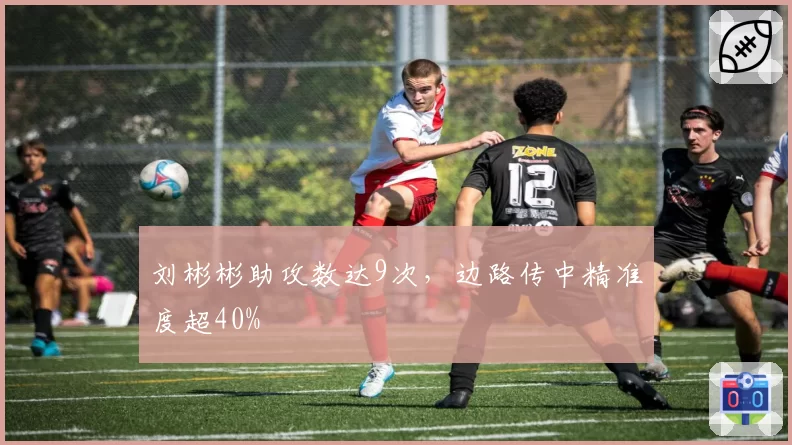 刘彬彬助攻数达9次，边路传中精准度超40%